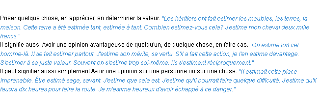 Définition estimer ACAD 1932