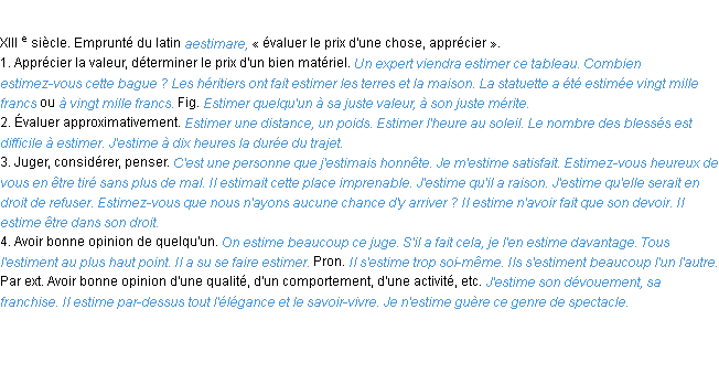 Définition estimer ACAD 1986