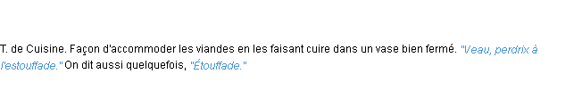 Définition estouffade ACAD 1835