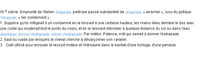 Définition estrapade ACAD 1986