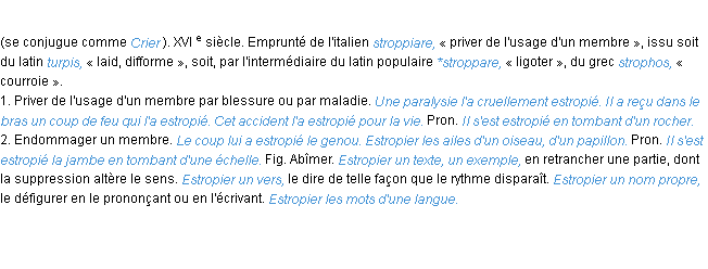 Définition estropier ACAD 1986