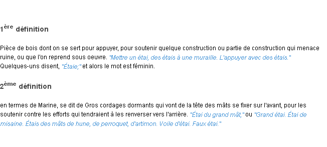 Définition étai ACAD 1835