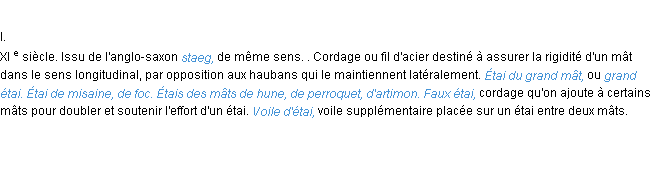 Définition étai ACAD 1986