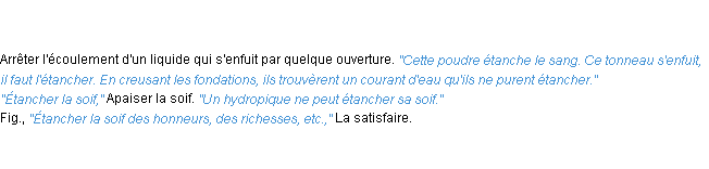 Définition étancher ACAD 1835