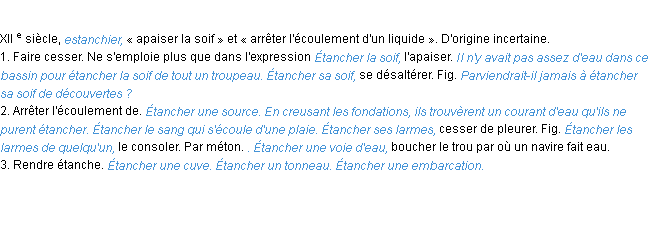 Définition étancher ACAD 1986