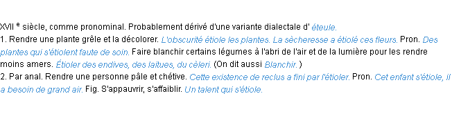 Définition étioler ACAD 1986