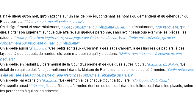 Définition étiquette ACAD 1798