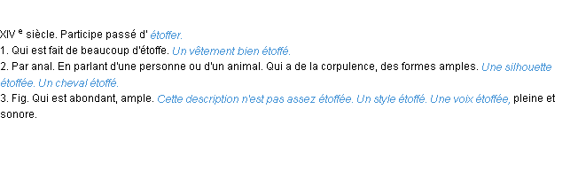 Définition étoffe ACAD 1986