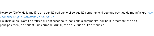 Définition étoffer ACAD 1835