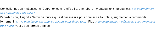 Définition étoffer ACAD 1932