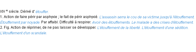 Définition étouffement ACAD 1986