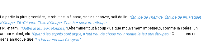 Définition étoupe ACAD 1835