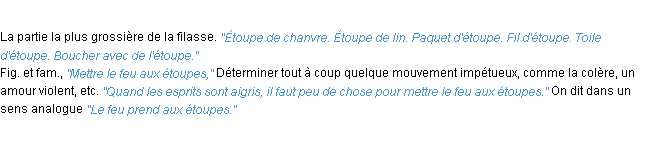 Définition étoupe ACAD 1932