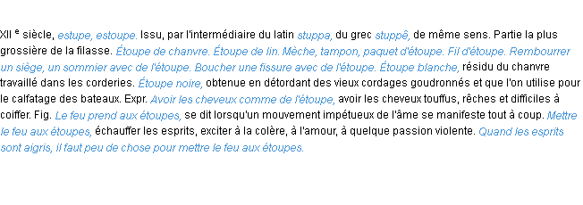 Définition étoupe ACAD 1986