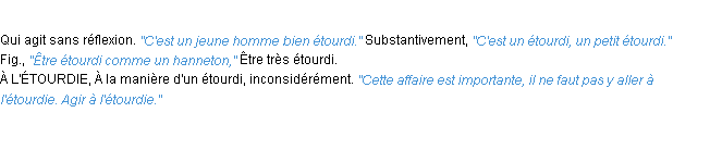 Définition étourdi ACAD 1932