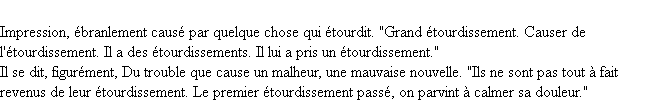 Définition étourdissement ACAD 1835