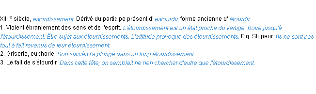 Définition étourdissement ACAD 1986