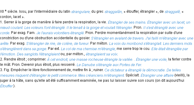 Définition étrangler ACAD 1986