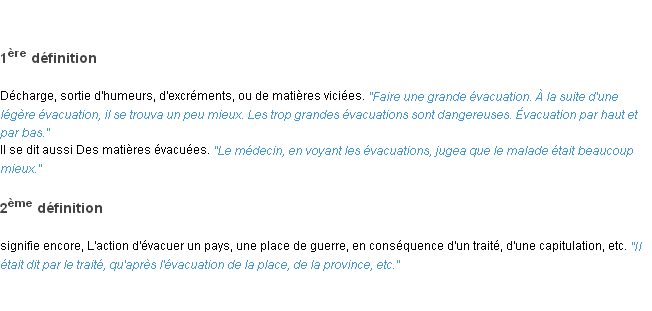 Définition évacuation ACAD 1835