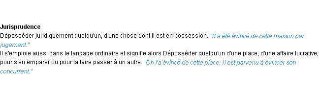 Définition évincer ACAD 1932