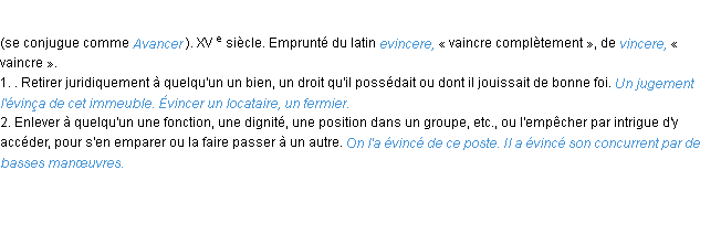 Définition évincer ACAD 1986