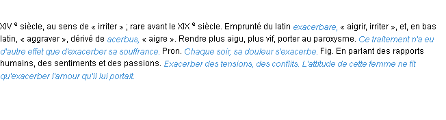 Définition exacerber ACAD 1986