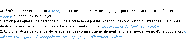 Définition exaction ACAD 1986