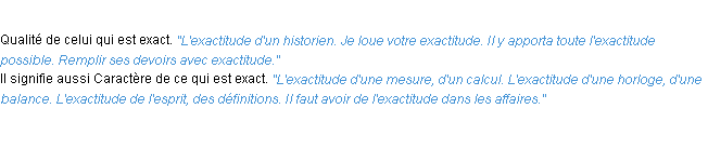 Définition exactitude ACAD 1932