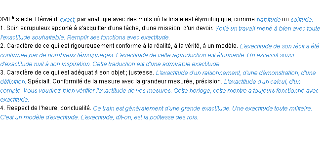 Définition exactitude ACAD 1986