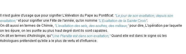 Définition exaltation ACAD 1798