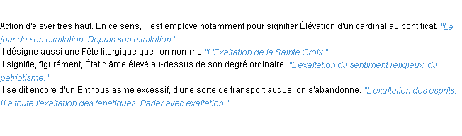 Définition exaltation ACAD 1932