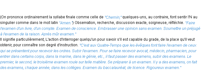 Définition examen ACAD 1835