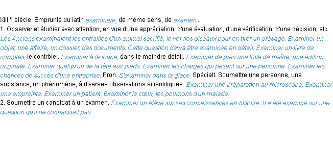 Définition examiner ACAD 1986