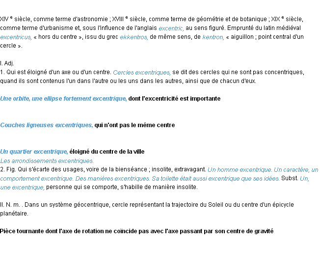 Définition excentrique ACAD 1986
