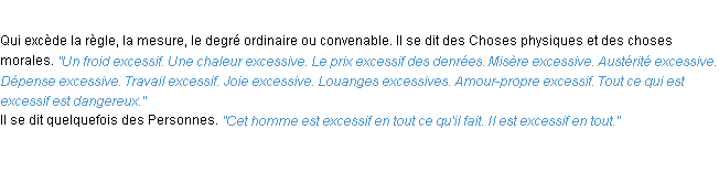 Définition excessif ACAD 1932