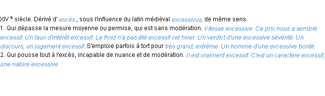 Définition excessif ACAD 1986