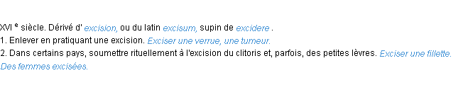 Définition exciser ACAD 1986