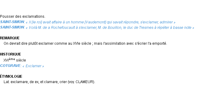 Définition exclamer Emile Littré