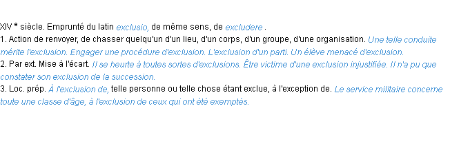 Définition exclusion ACAD 1986