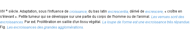 Définition excroissance ACAD 1986