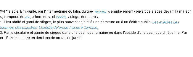 Définition exèdre ACAD 1986