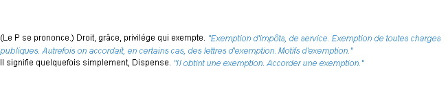 Définition exemption ACAD 1835