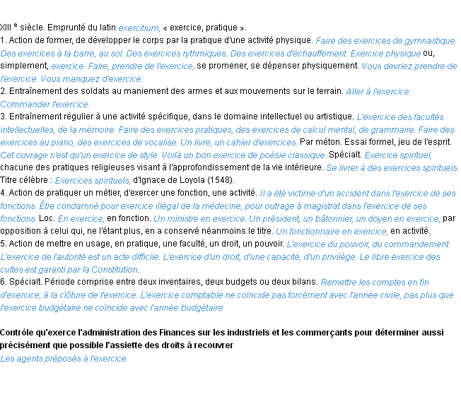 Définition exercice ACAD 1986