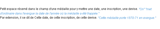 Définition exergue ACAD 1932