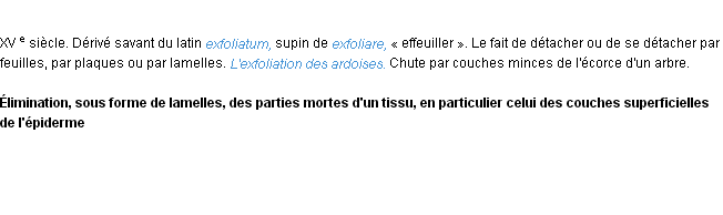 Définition exfoliation ACAD 1986