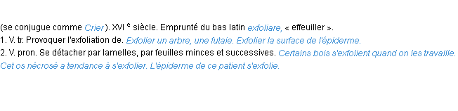 Définition exfolier ACAD 1986