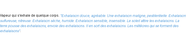 Définition exhalaison ACAD 1798