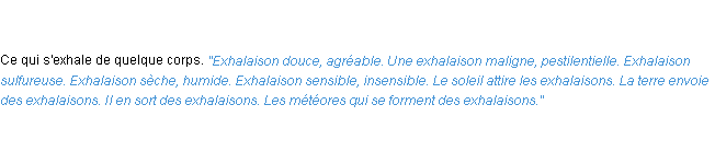 Définition exhalaison ACAD 1835