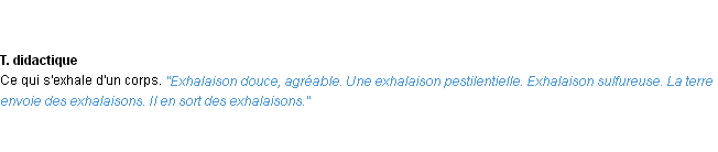 Définition exhalaison ACAD 1932