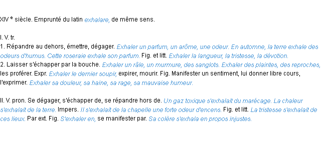 Définition exhaler ACAD 1986